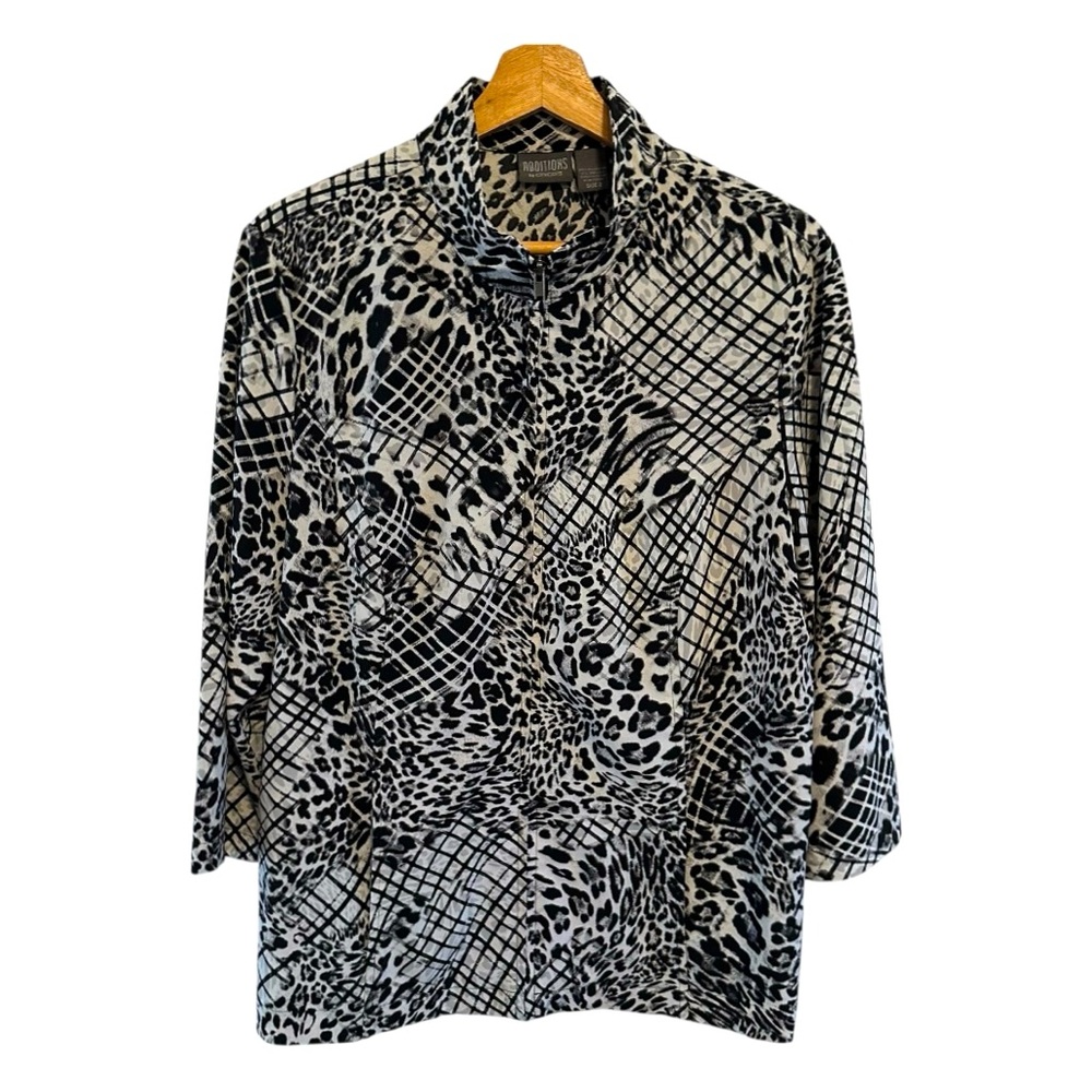 Additions by Chico's Women's Leopard Print Light Jacket Size 2, US Large